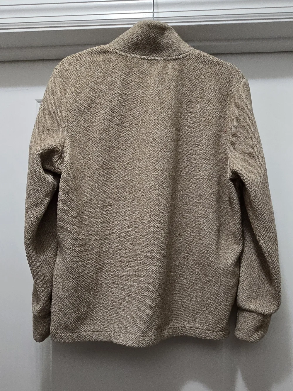 Eddie Bauer Cozy Honeycomb Sweater Fleece Henley Pullover Tan Beige Size Medium